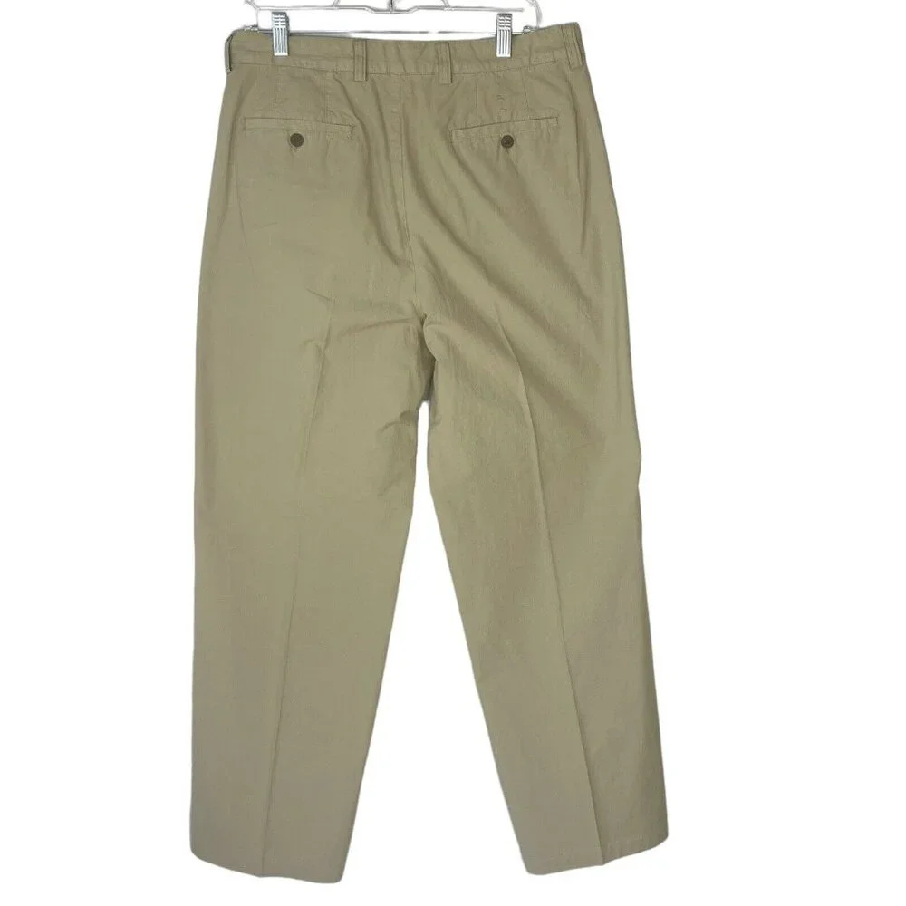Tommy Bahama Pants Mens 34 Beige Cotton Flat‎ Front Relaxed Fit